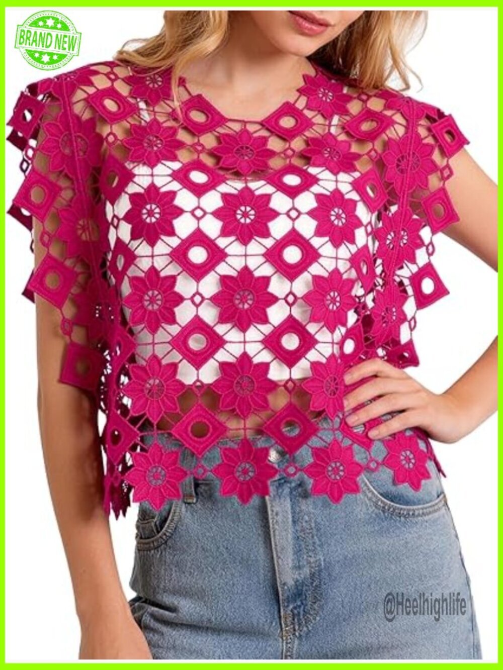 Floral Lace Crochet Crop Top Vest Sleeveless Summer Coverup Blouse